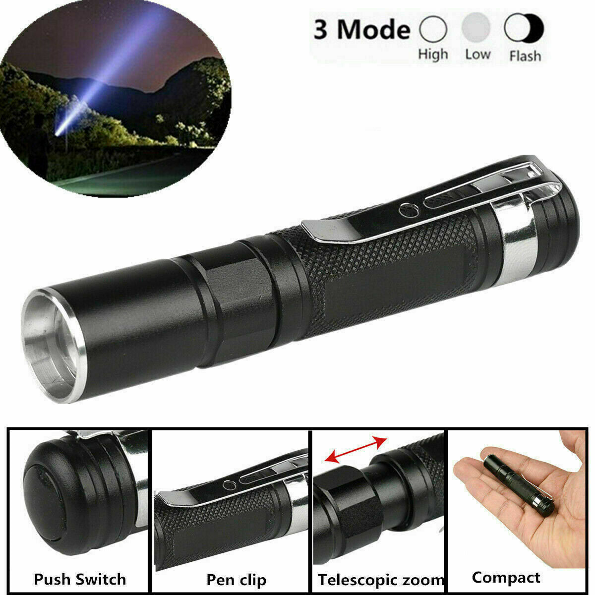 Mini Waterproof LED Flashlight Penlight Small Electric Torch High Lumens Light