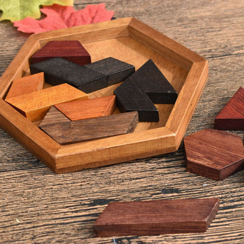 Wooden IQ Game Jigsaw Intelligent Tangram Brain Teaser Puzzle Baby Kid Toys