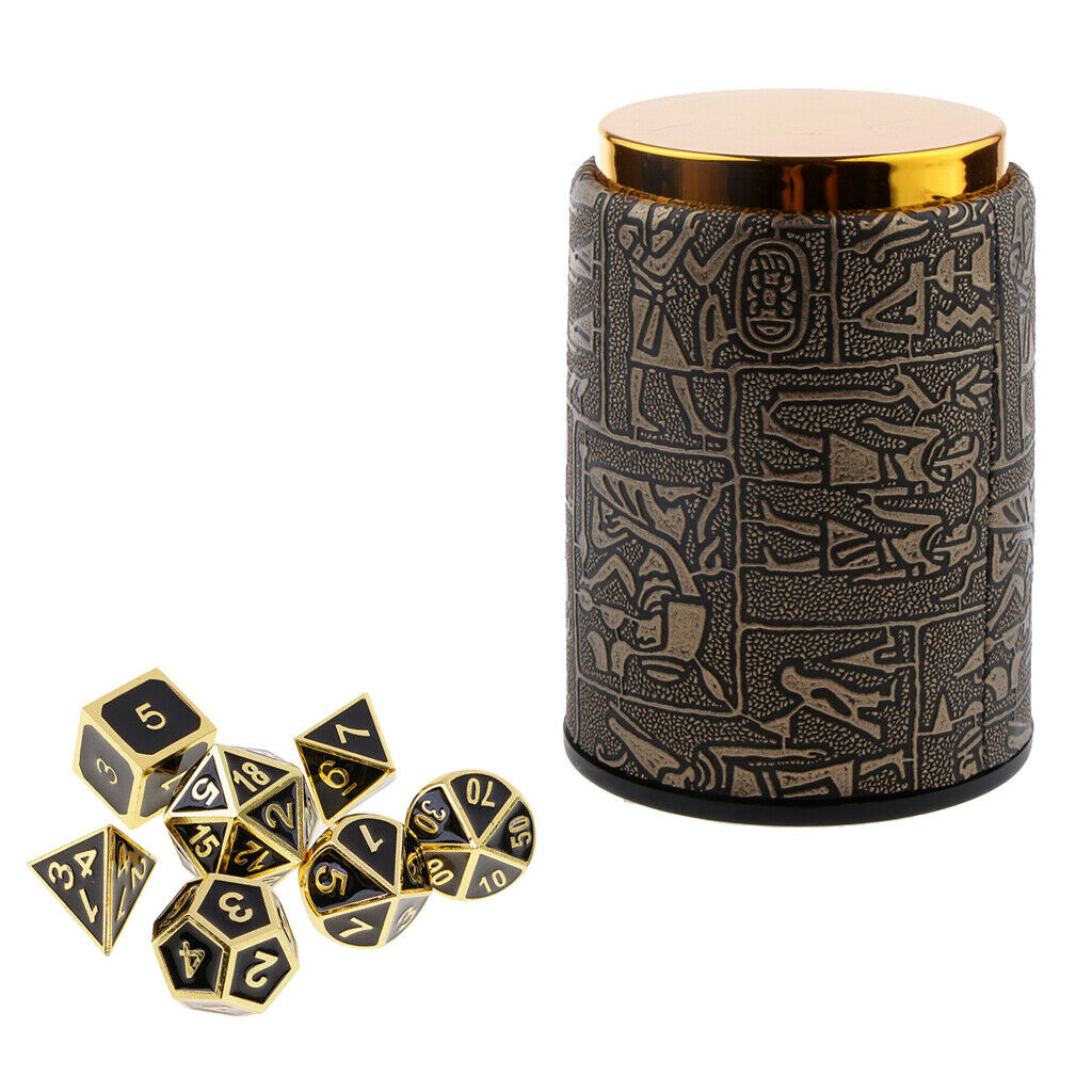7X Metal Polyhedral Dice for Dungeons and Dragons Table Games+Dice Cup #3