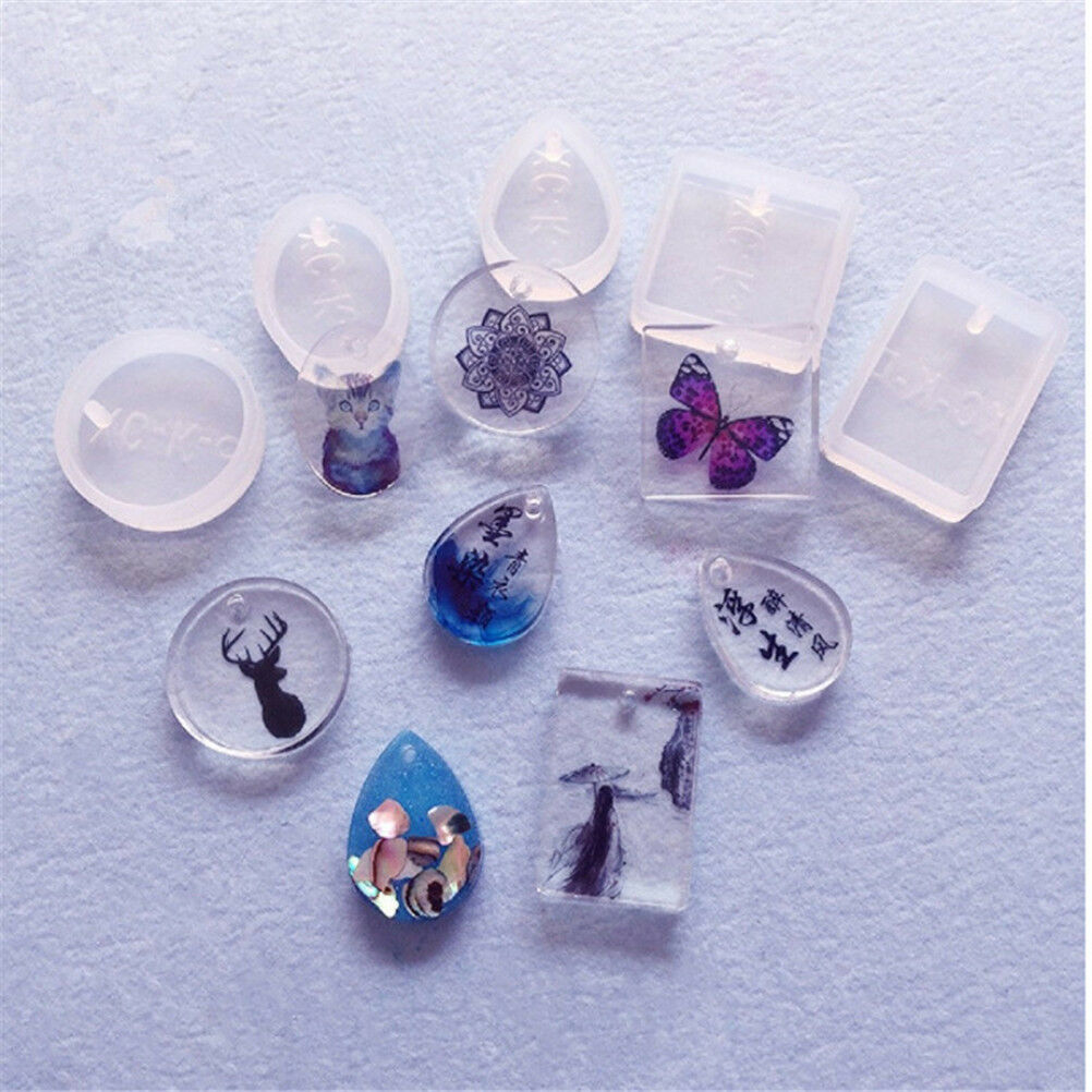 5Pcs Types Silicone Moulds Gem Charm Pendant DIY Molds Jewelry Making Tools Lt