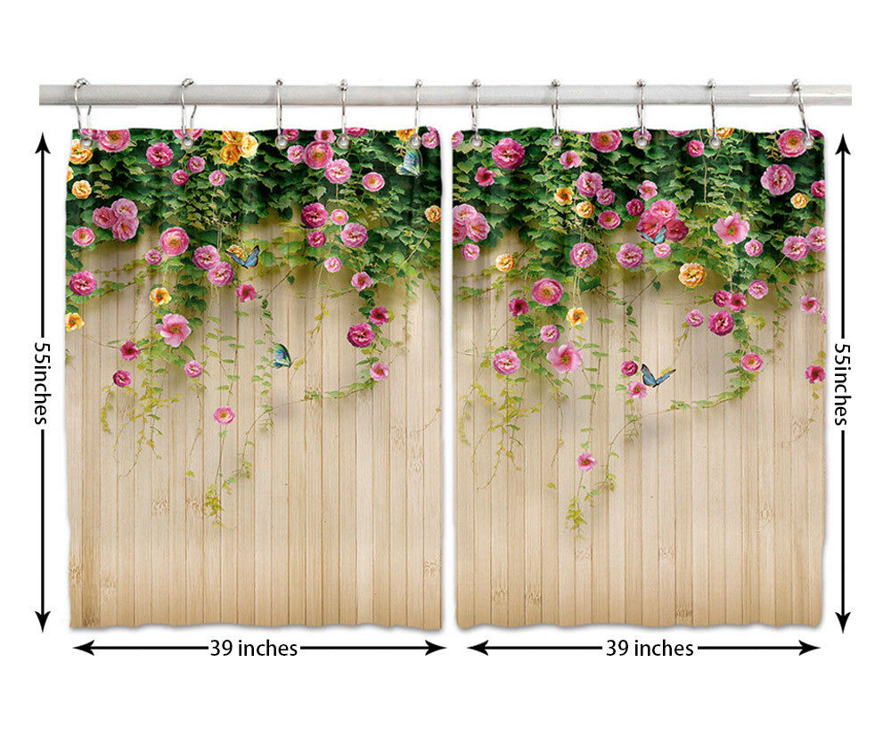Golden Buddha and Lotus Window Curtain Treatments Kitchen Curtains 2 Panels
