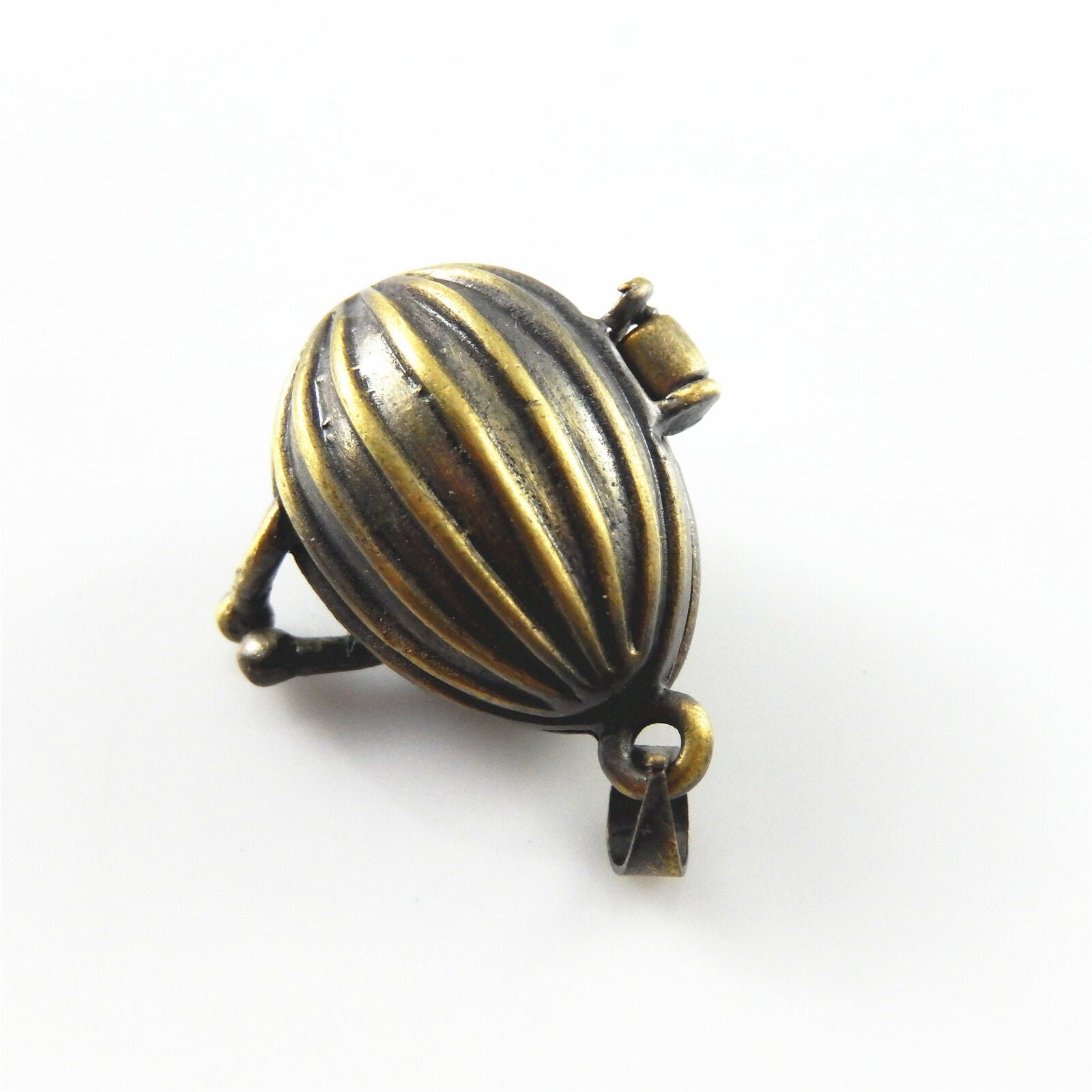 3-pack Antiqued Bronze Alloy Hot Air Balloon Pendant Locket Openable 19x13x13mm