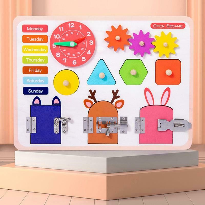 Montessori Improve Intelligence Locks&Latches Activity Board for Kids Boys