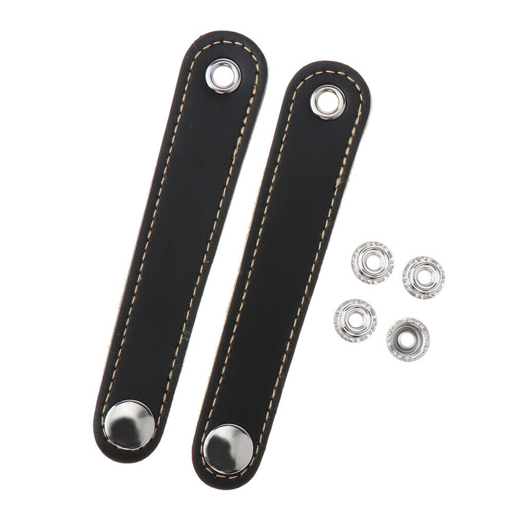 2pcs Adjustable Accordion Bass Bellows Belts PU Leather Cover in Black