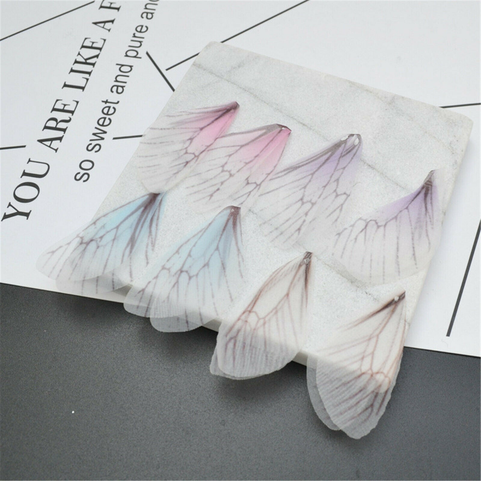4 Pairs Gauze Cicada Wing Butterfly Wing Charms Pendant Jewelry DIY Findings