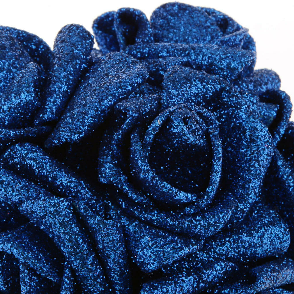 24pcs Rose Bridal Foam With Sequins Powder Flowers Home Party Decoration