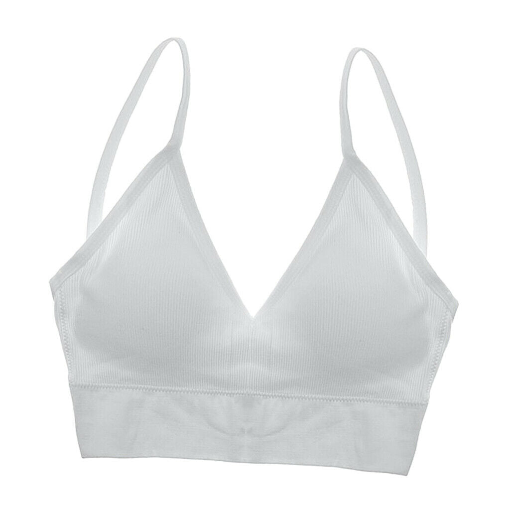 3pcs Women's V Neck Removable Padded Bralette Spaghetti Strap Crop Top Vest