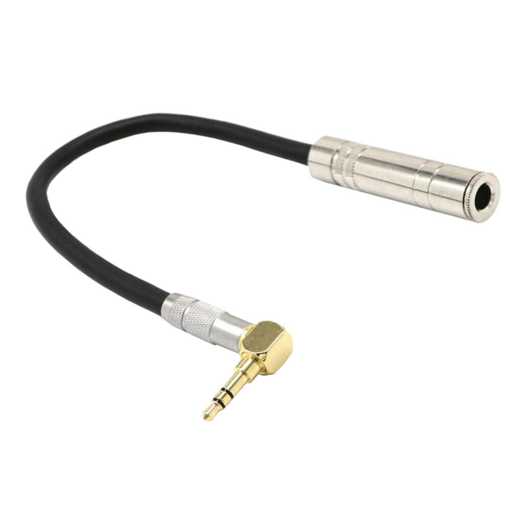 90 Degree 3.5mm Male to 6.35 Female Stereo Audio Extension Cable Cord Earphone