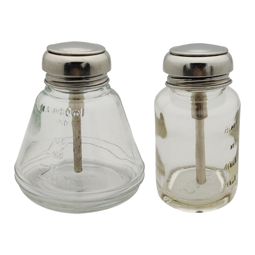 80/180ml Empty Nail Polish Remover Pump Dispenser Push Down Press Bottles 2x