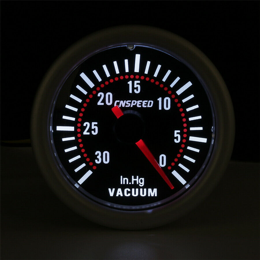 Auto Car Vacuum Press Gauge Meter 2" 52mm Universal 0~30in.Hg Smoke Len 12V