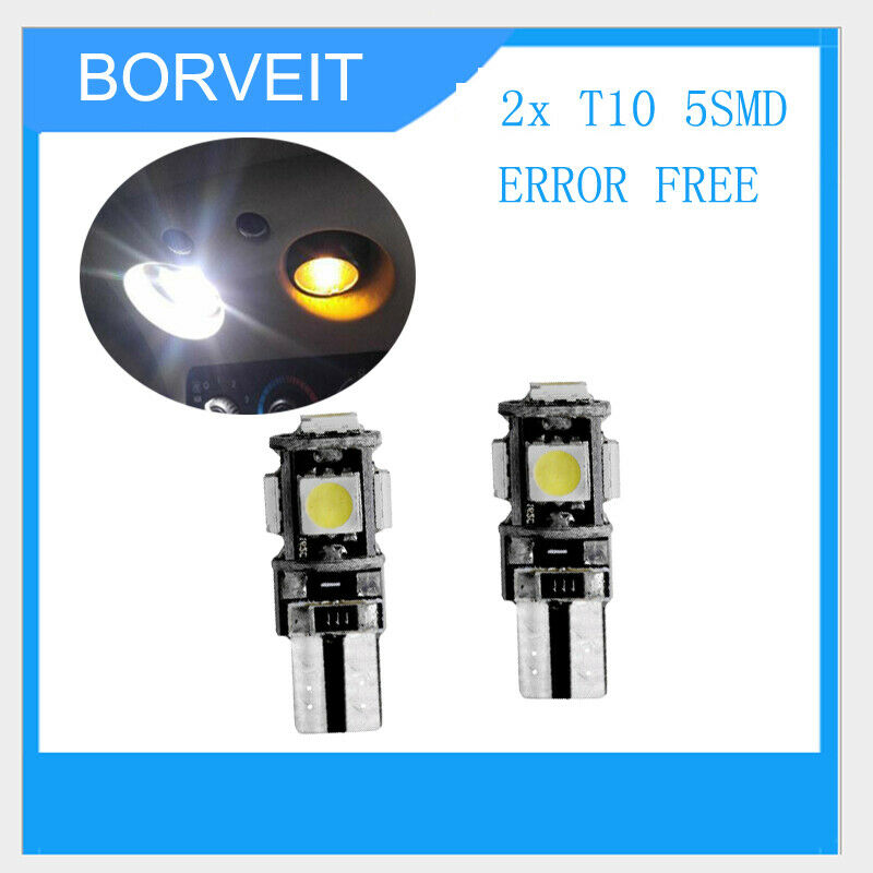 2 X T10 194 168 W5W LED for Interior Map Dome License Plate Light Bulbs White
