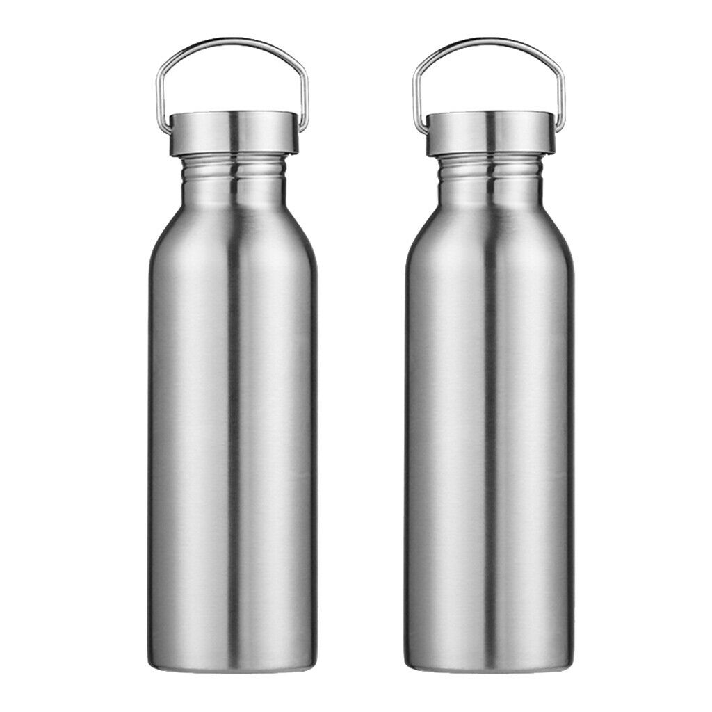 2 lot Solid Sports Water Bottle 750ml 25oz Stainless Steel Flask Bottles