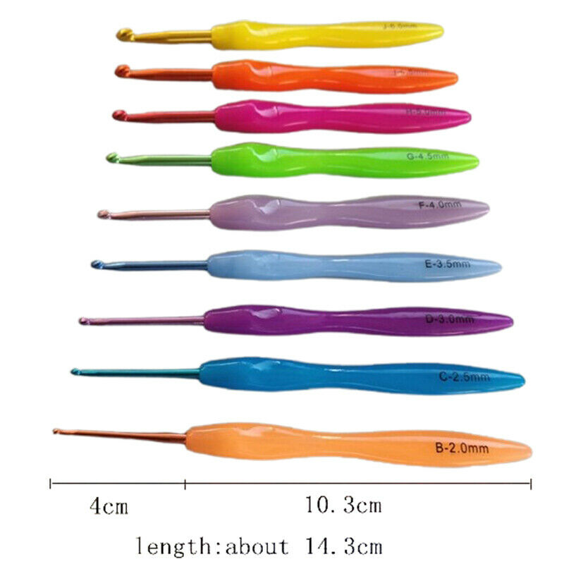 2.0-6.0mm 9Pcs Aluminum Hook Crochet hooks Template Kit TPR Knitting Need.l8
