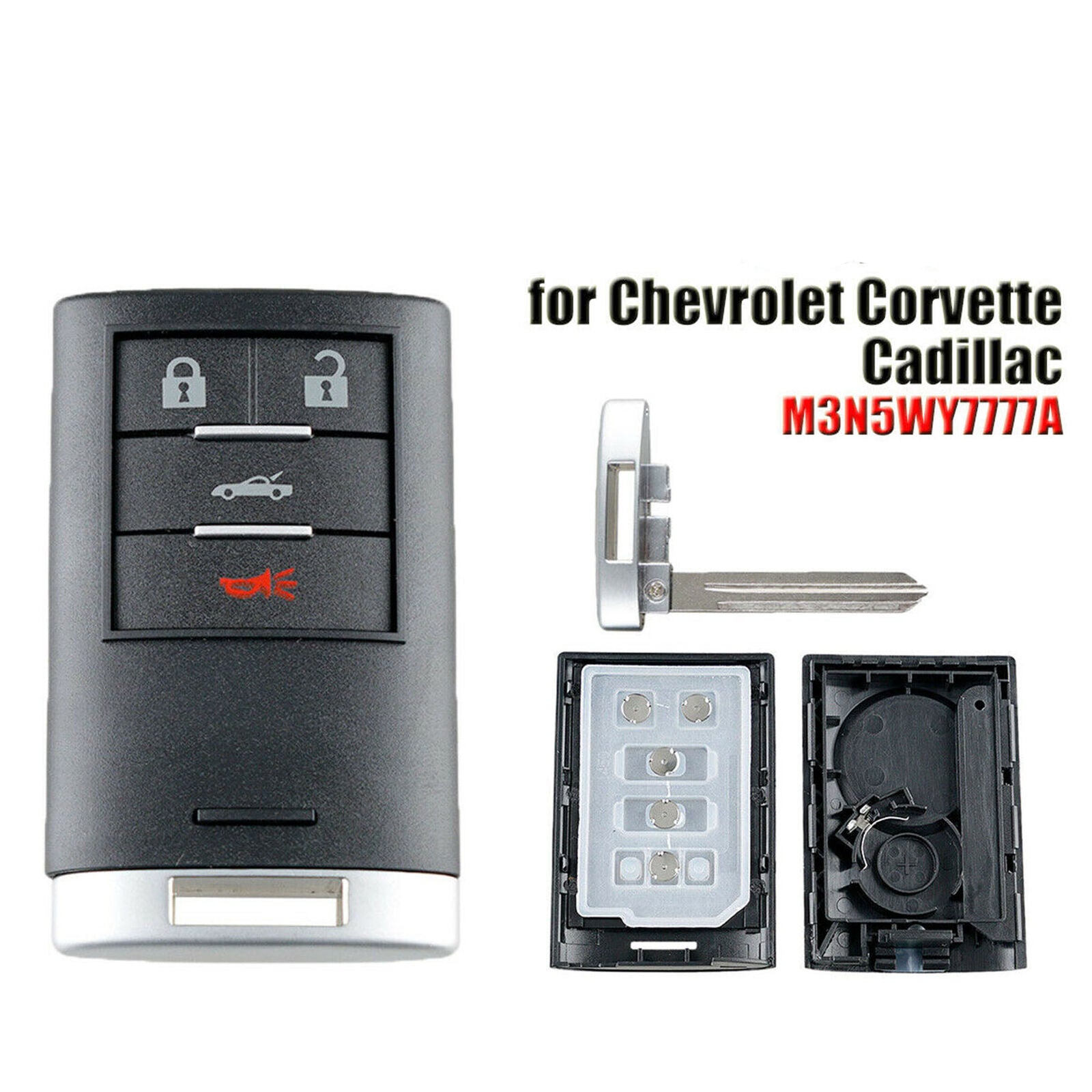 Remote Key Shell Case Fob for Cadillac XLR for Chevrolet Corvette M3N5WY7777A