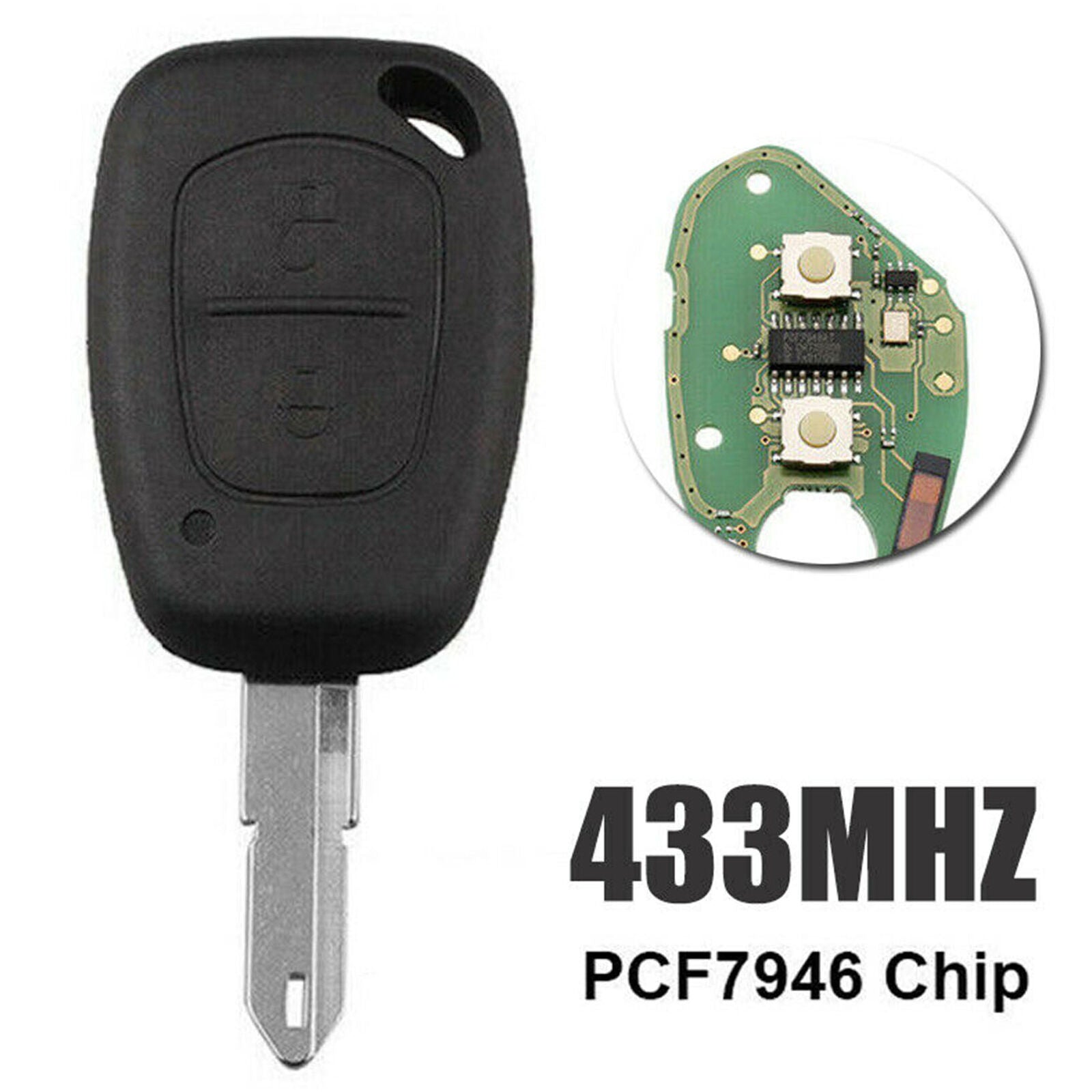 2 Button Chip 433MHz Remote Key Fob For Renault Master Vauxhall Vivaro Movano