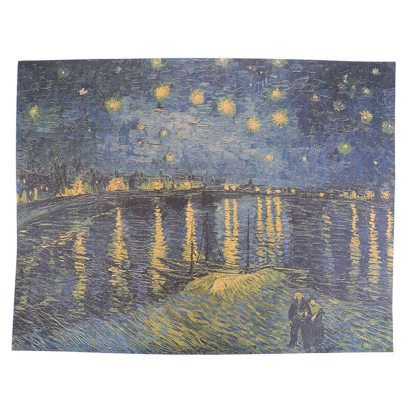 Starry Night on the Rhone River bar retro poster decor painting wall stic.l8