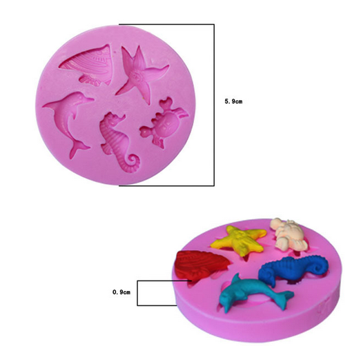 Chocolate Fondant Cake Marine animals Mold Silicone Baking Decorating Tools