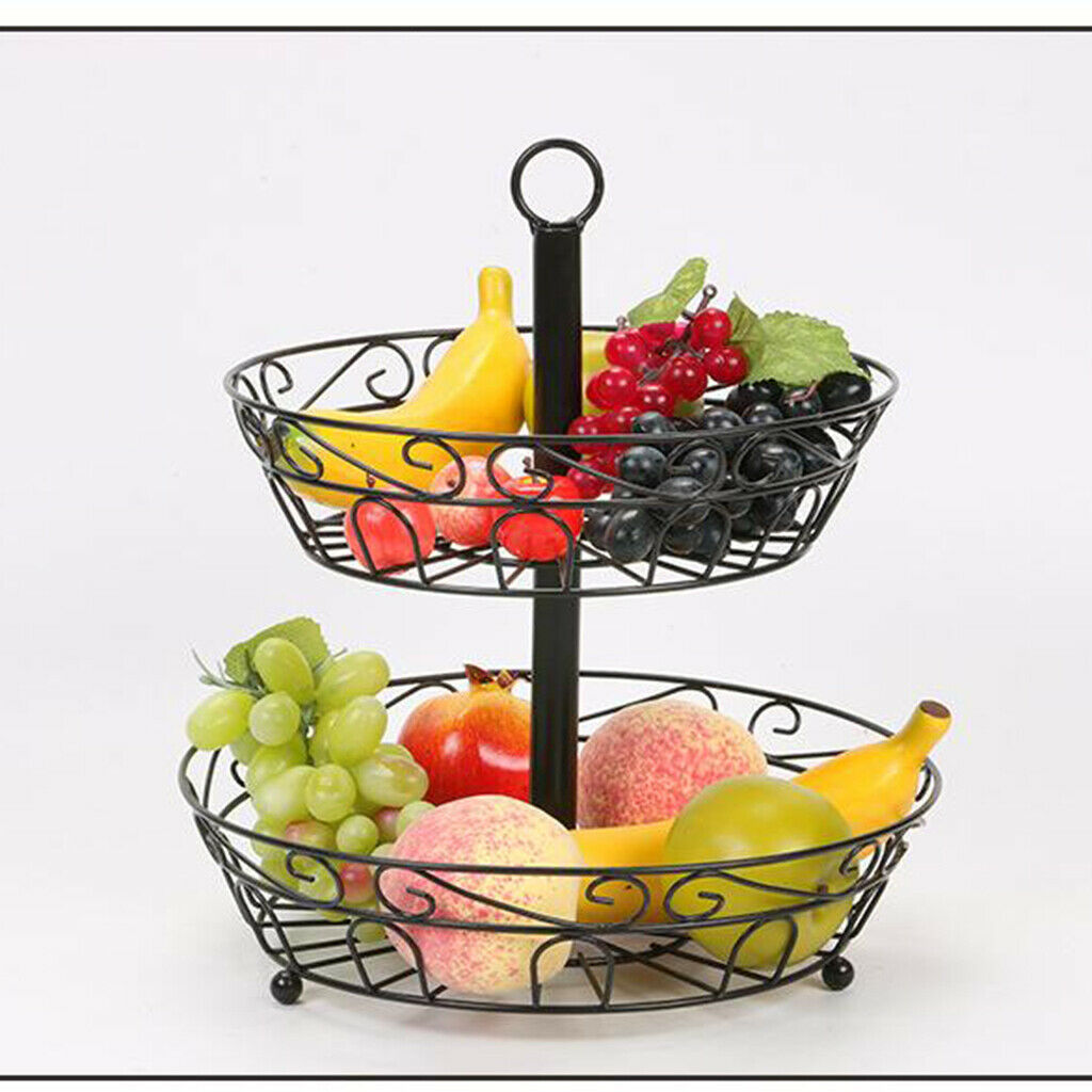 2 Tier Fruit Bowl Wire Fruit Basket Deep Fruit Basket
