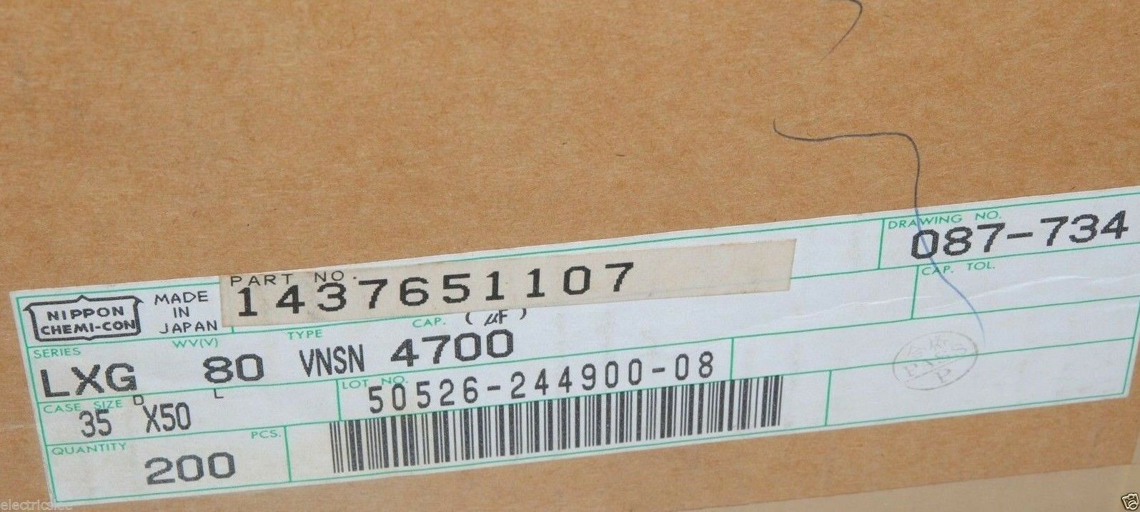 1pcs - NIPPON 4700uF (4700µF) 80V LXG Snap-In Capacitor - NEGATIVE BLACK