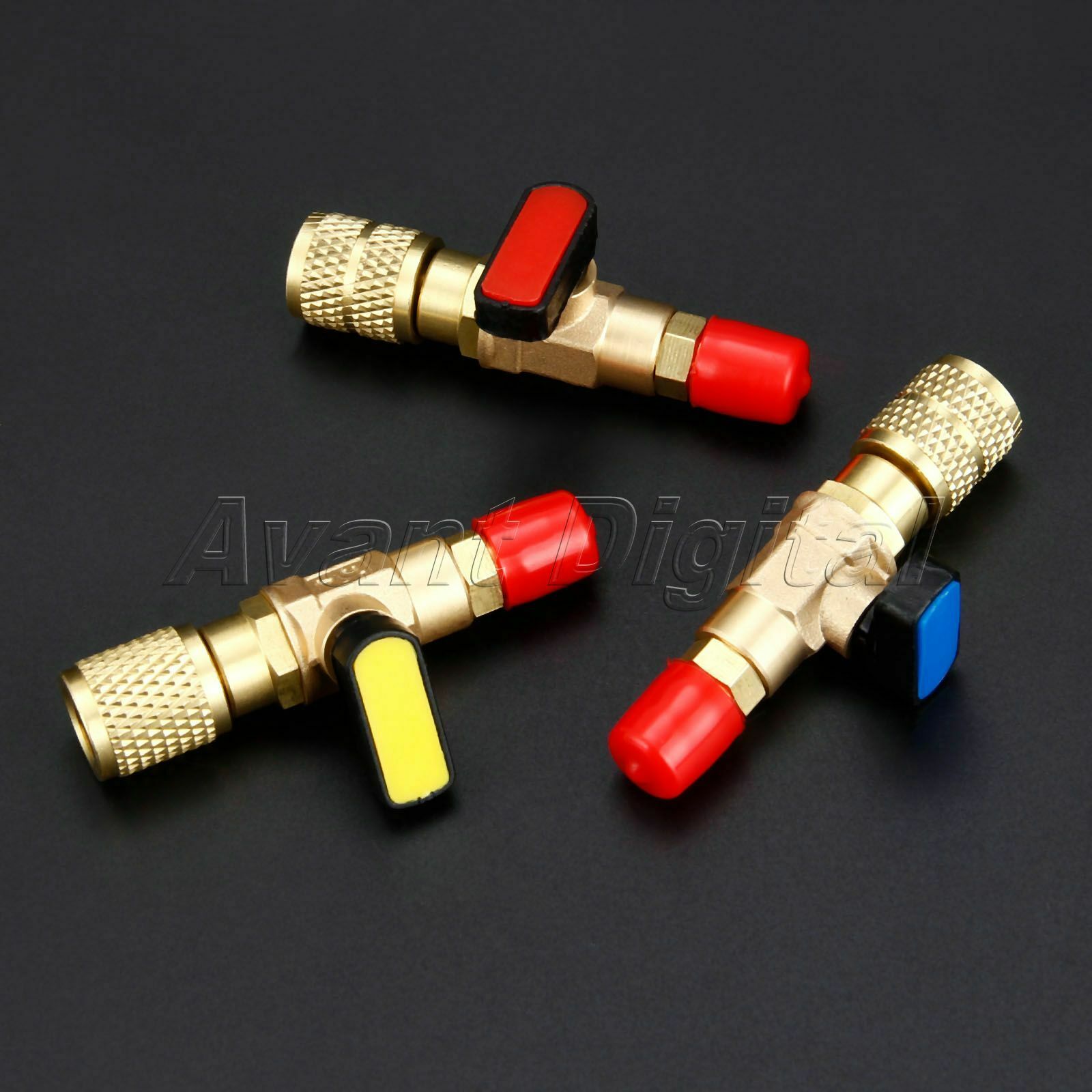 3Pcs HVAC A/C Straight SHUT-OFF Ball Valve Adapter 1/4" 5/16" SAE R22 R12 R410a