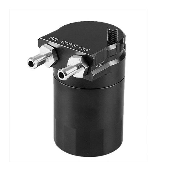 Black Aluminum Baffled Oil Catch Can Tank Reservoir Breather With Fittings Solid