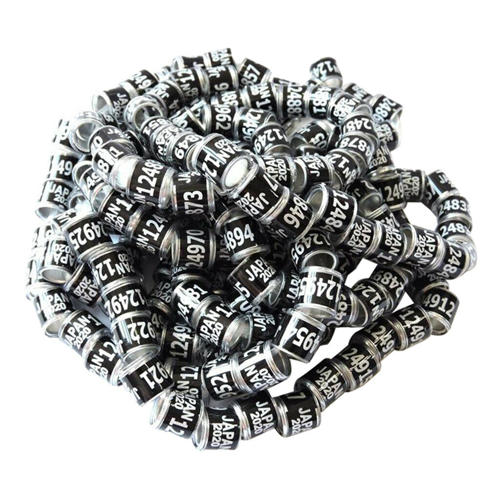 Set of 100 Racing Pigeon Leg Ring 2020 Year 8mm Plastic No Harm Black Japan