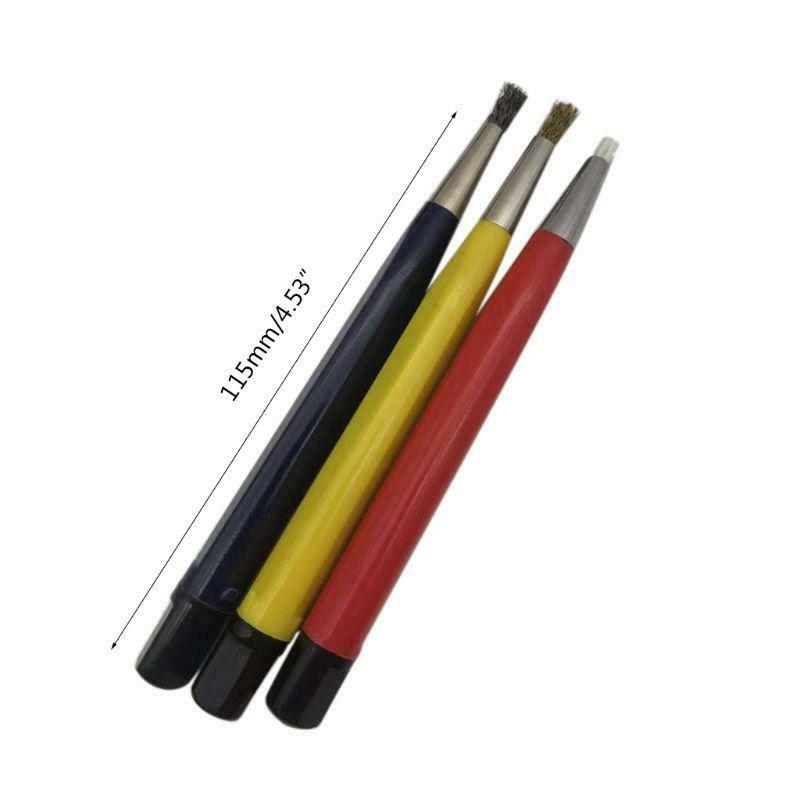3pcs/set Fiberglass Brass Steel Scratch Brush Pen Polish Watch Rust Dirt Remover