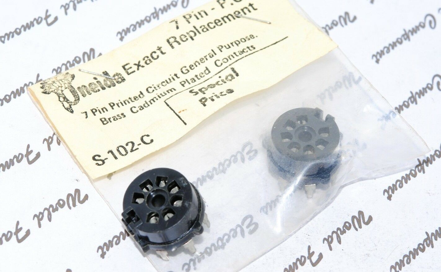 10pcs - ONEIDA 7 Pin Tube PCB Socket - brass cadmium plated contacts