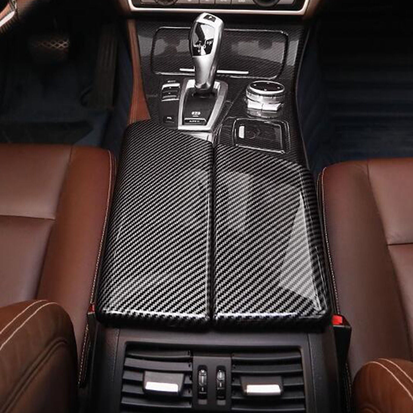 For BMW 5 Series F10 11-16 Carbon Fiber Color Armrest Box Console Box Cover Trim