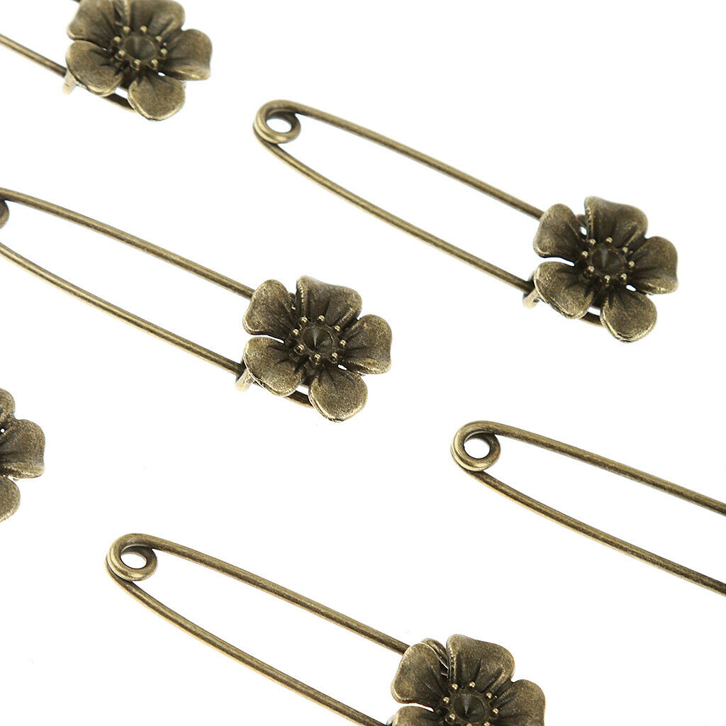 10 Bronze Retro Alloy DIY Pin Scarf Brooches Crafts Jewelry 5-Petals-Shaped