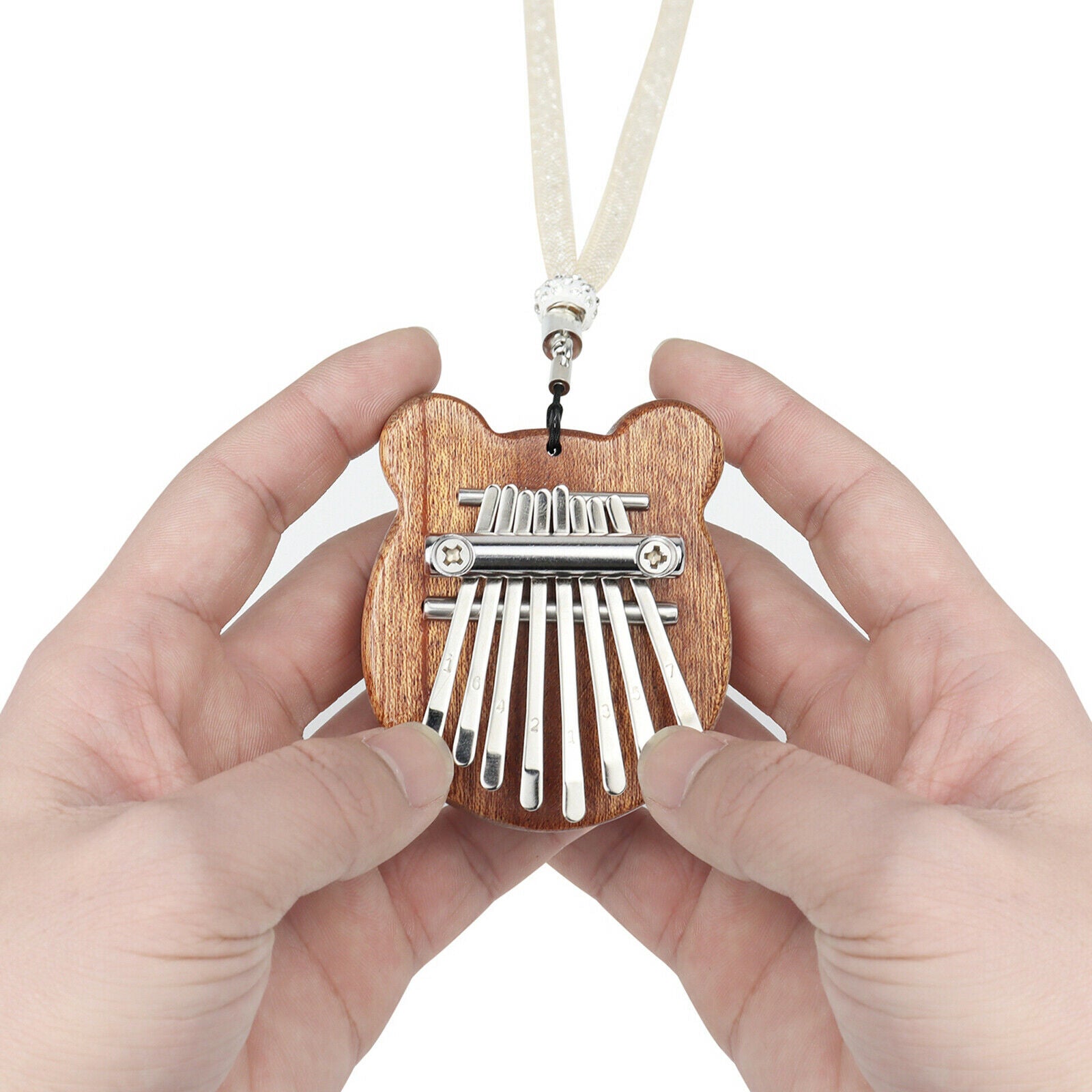8 Keys Mini Kalimba Mahogany Wood Thumb Piano Marimbas Finger Piano with Lanyard