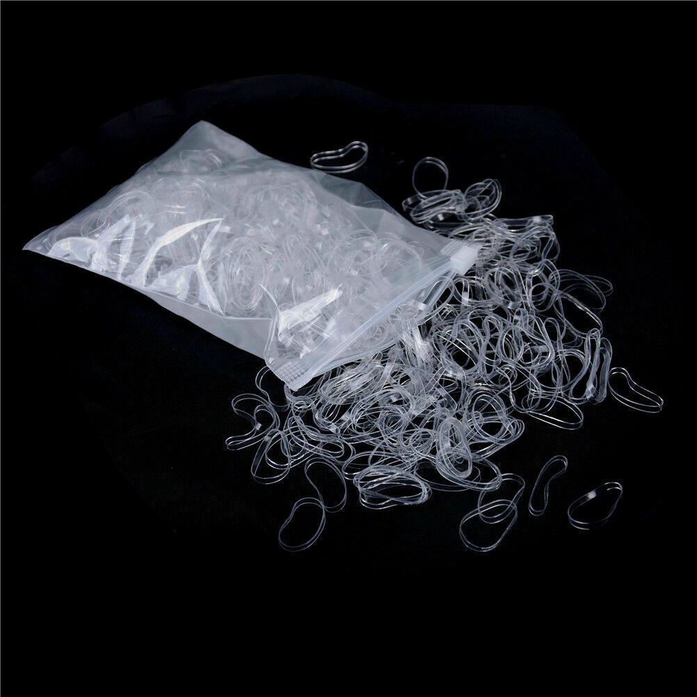 1000x Transparent Clear Ponytail Holder Elastic Rubber Band Hair Ties Rop.l8