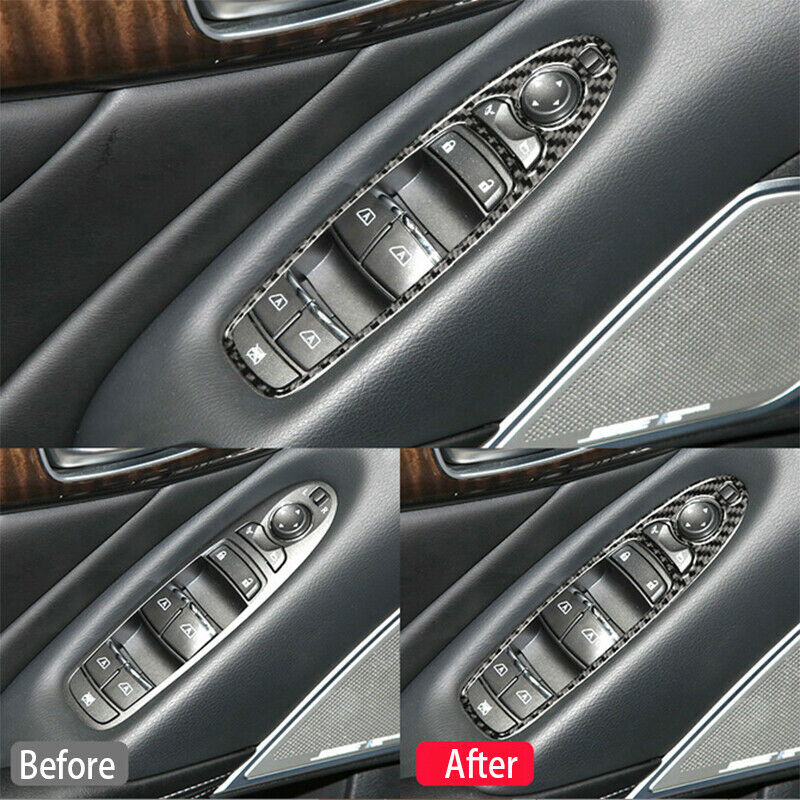 For Infiniti Q50 2014-2019 Interior Window Lift Button Carbon Fiber Cover Trim