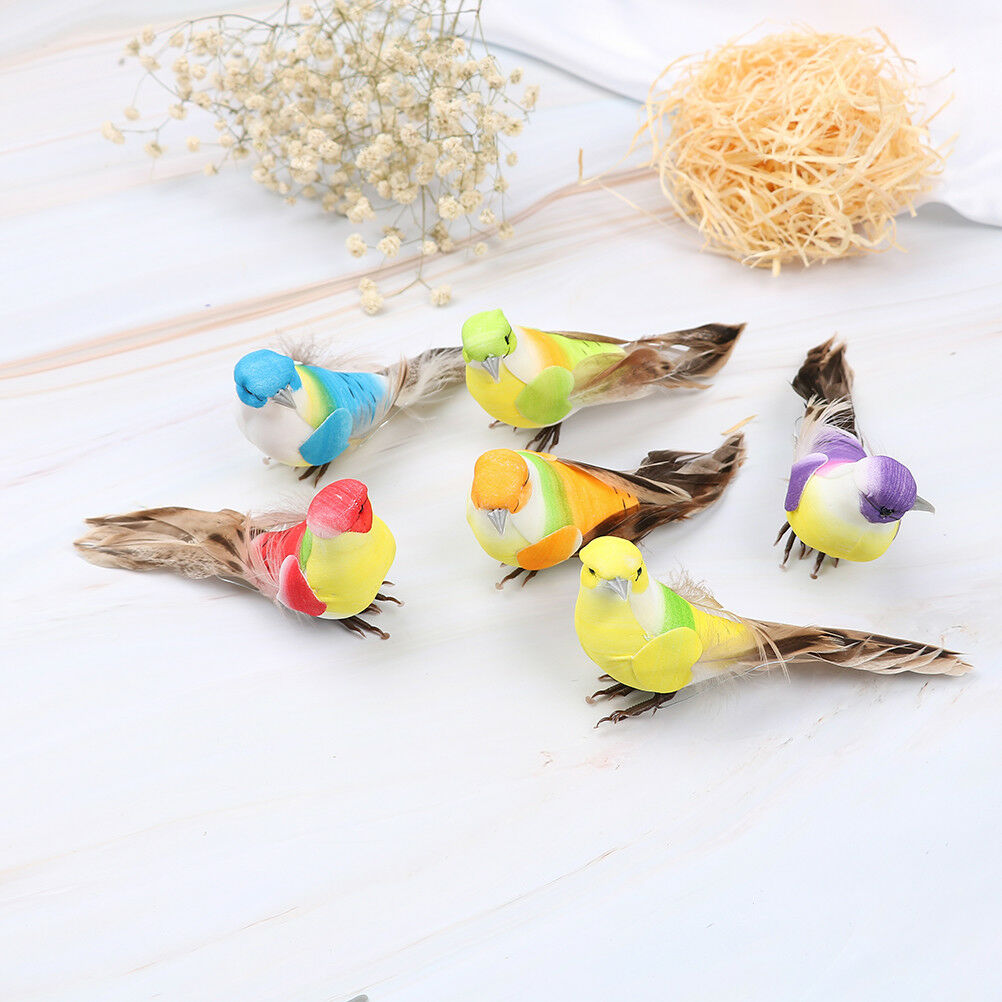 Artificial feather birds nest decorative mini swallows home garden ornamen.l8