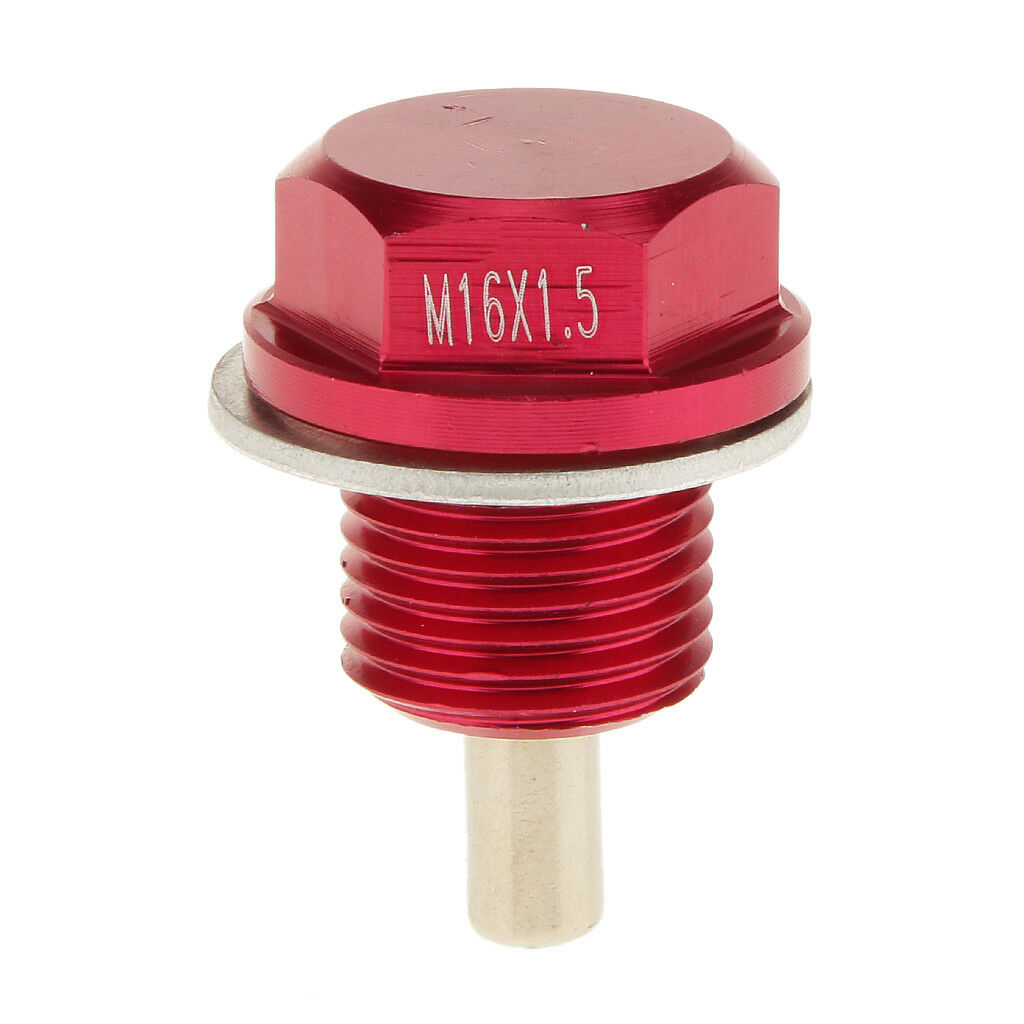 M16X1.5 Anodized Magnetic Engine Oil Pan Drain Bolt Plug fits  Red
