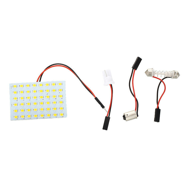 Warm White Light Panel 48 3528 SMD LED + T10 + BA9S + Festoon Bulb Adapter V7YY1