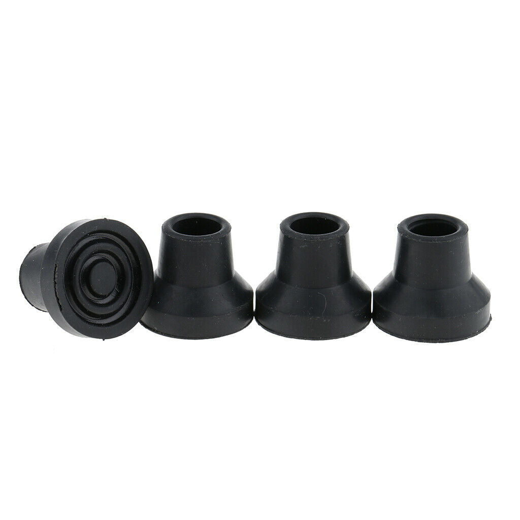 4pcs Anti-Skid Rubber Crutch Cane Walking Stick Tips Pad Black 16mm