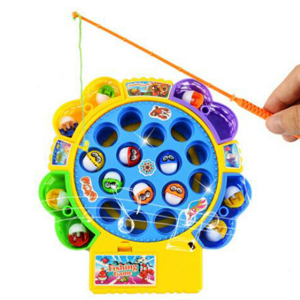 Toddler Musical Magnetic Fishing Game Rotate Board Early Educational Toys