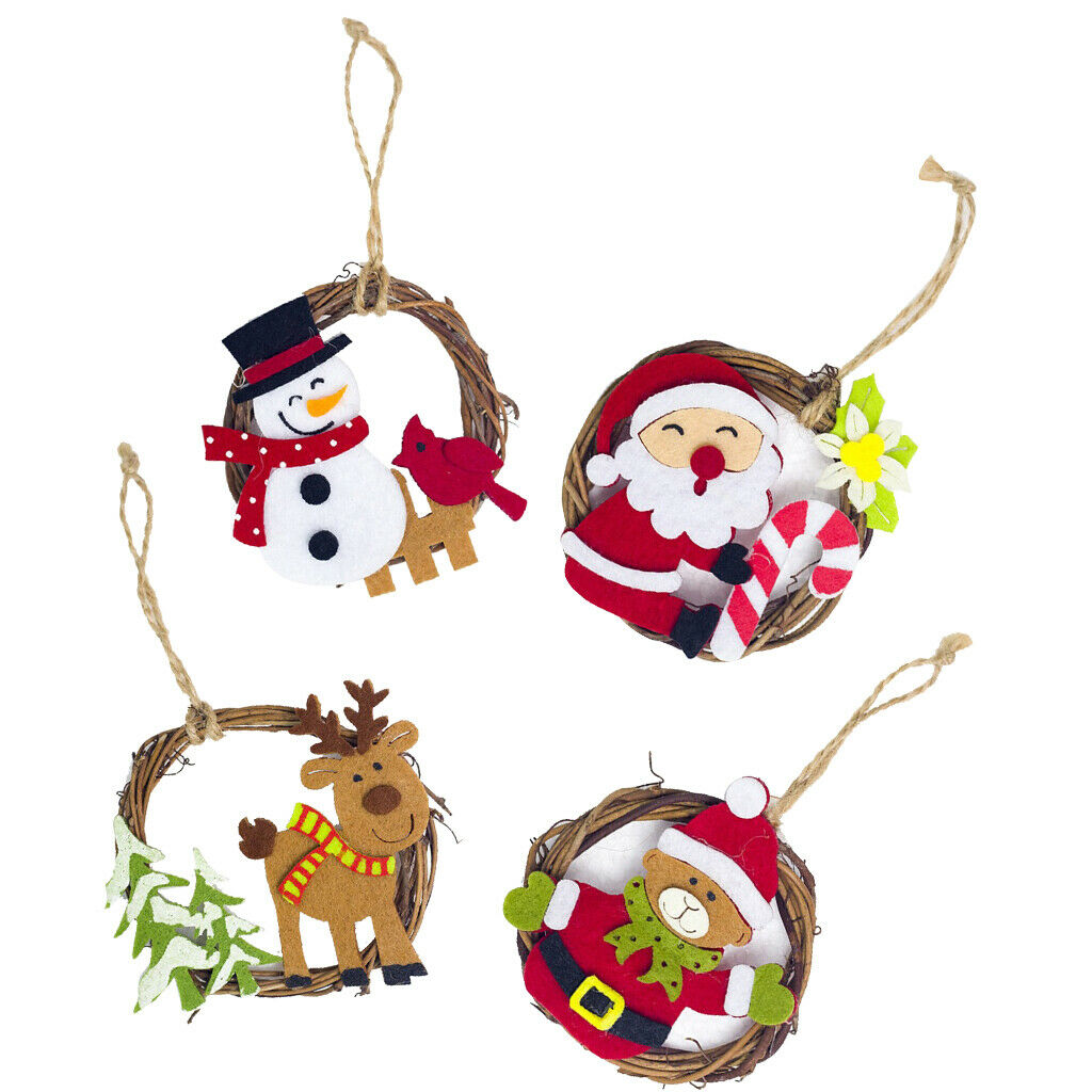 4x Assorted Christmas Wreath Rattan Christmas Tree  Decoration