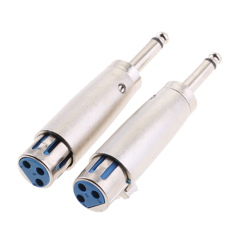 Metal XLR 3 Pin Female to Mono 6.35mm 1/4 Male   Plug Adaptor Converter