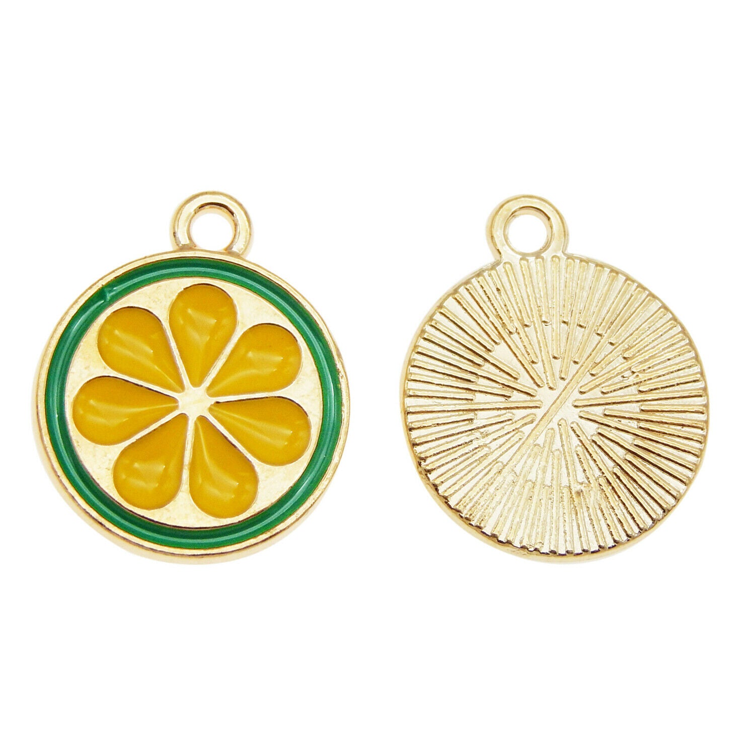 20PCS 18x15mm Fruit Lemon Orange Slice Enamel Alloy Charms Pendant DIY Findings