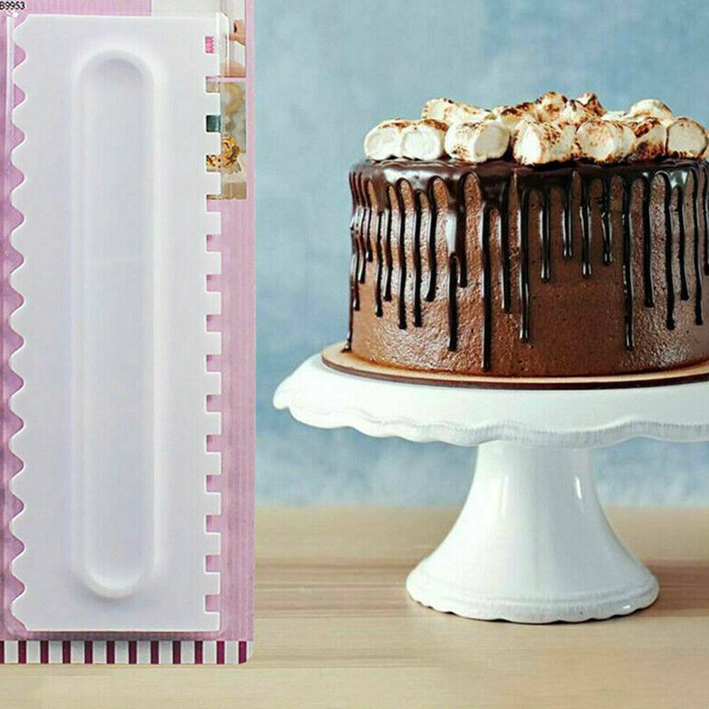4PCS Shapes Cake Decorating Comb Icing Smoother Cook Scraper Pastry Baking Tool