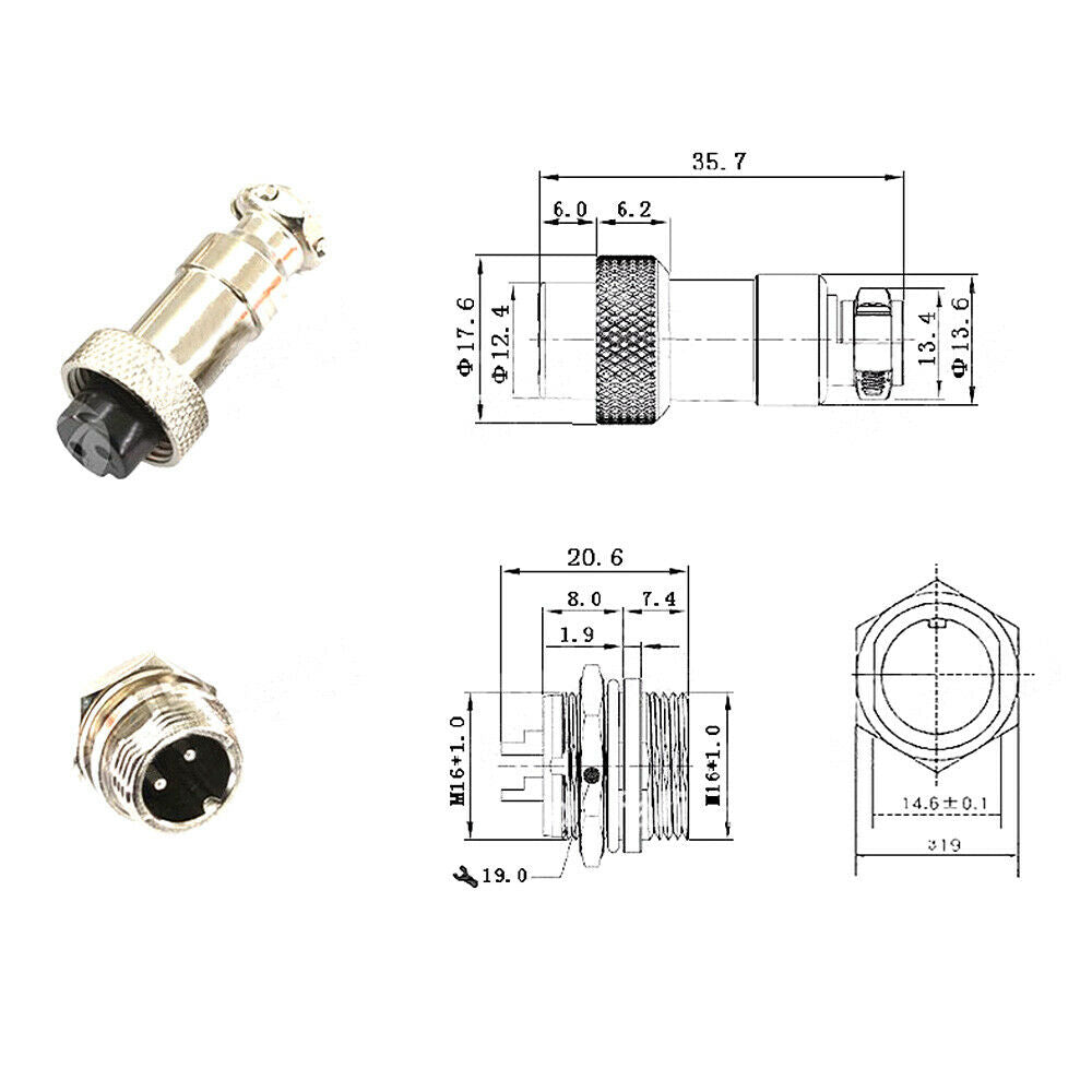 1Pc GX16 M16 6Pin Female Male Plug Aviation Connector Socket Connector Kits Tool