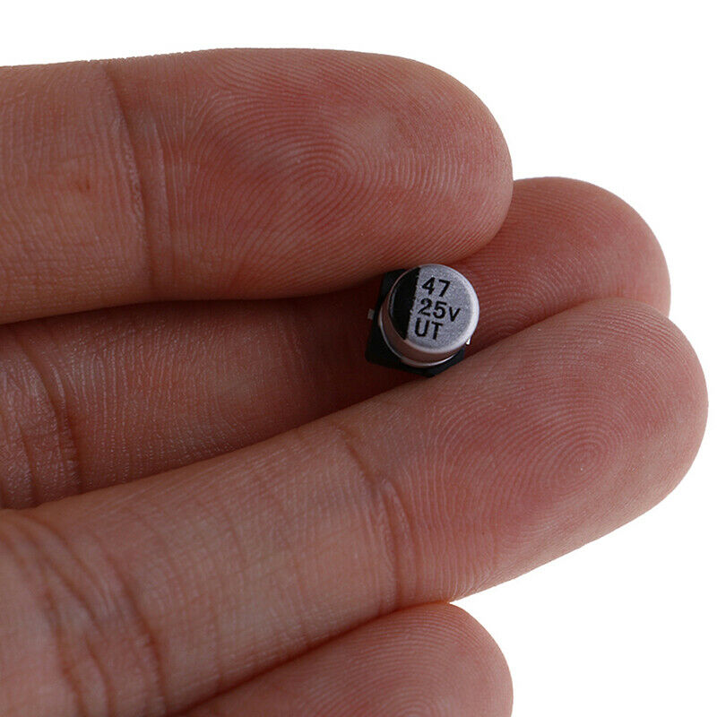 20 pcs SMD electrolytic capacitors with specifications of 6.3*5.4 mm 25V 47uF Qx