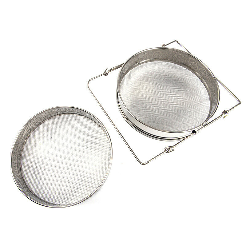 Double-Deck Stainless Steel Honey Strainer Screen Sieve Beekeeping Filter TaBDA