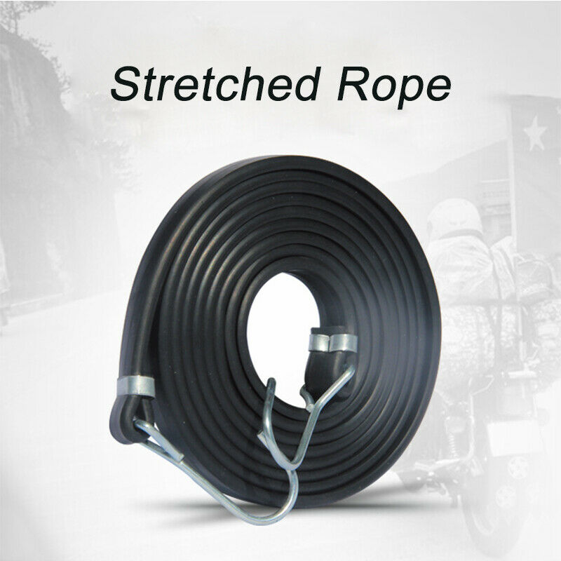 Black Luggage Straps Butyl rubber Rope Hooks Stretch Tie Car Bike Travel Riding