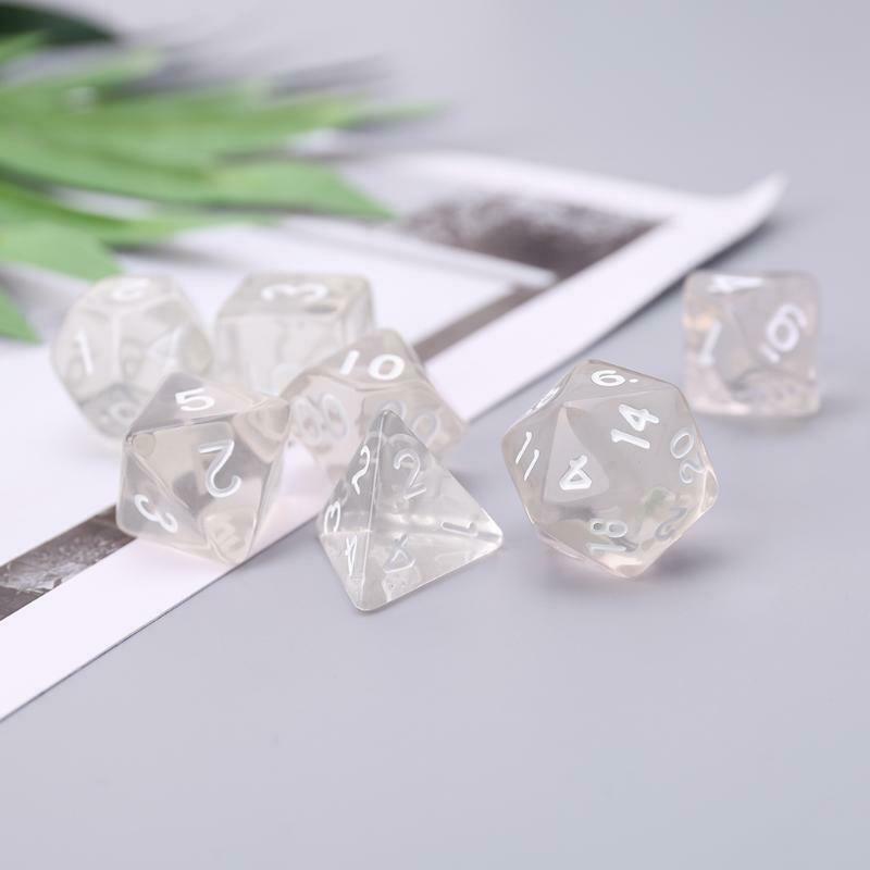 Set Of 7 Sided Polyhedral Dice For RPG DND D&D D4-D20 Clear
