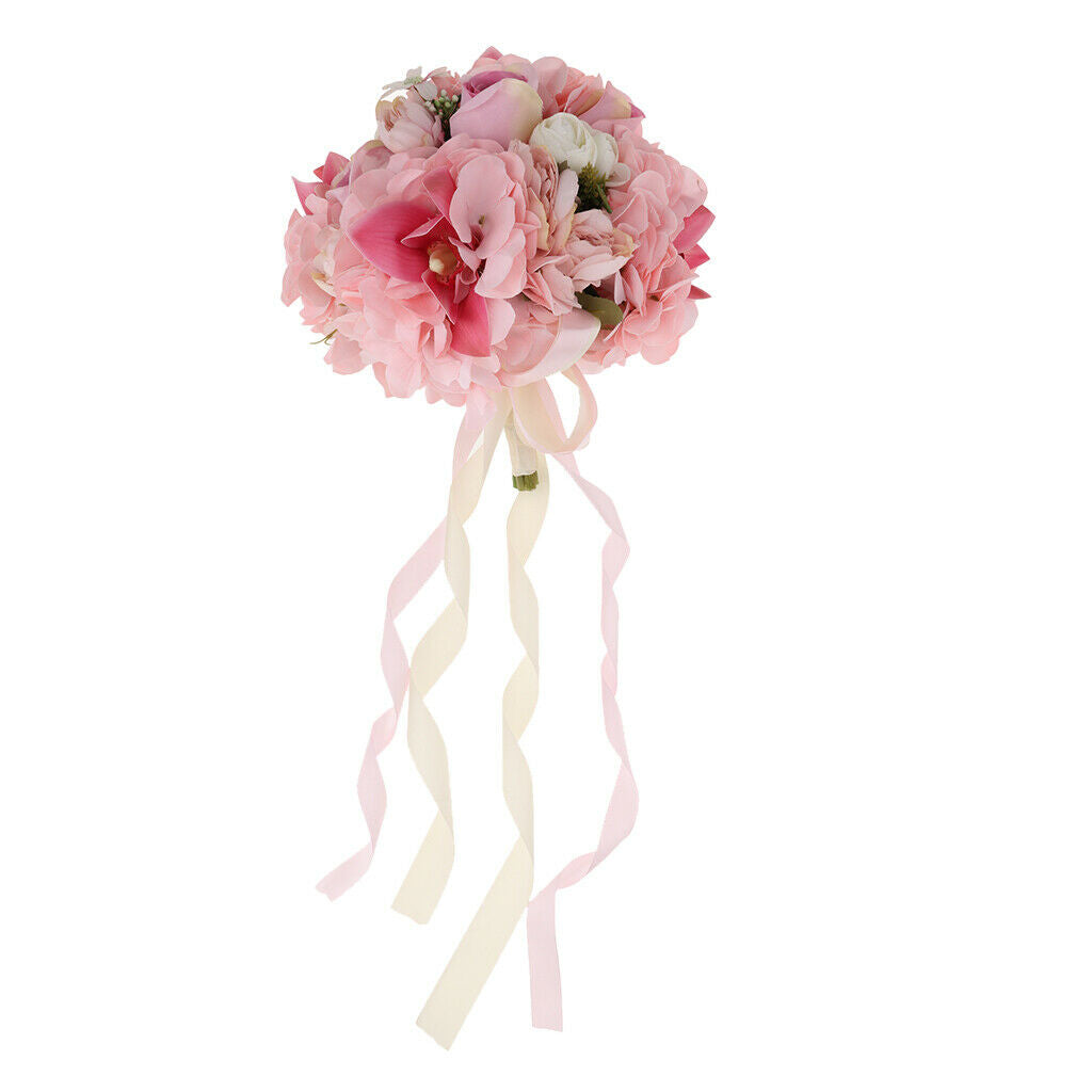Pink Wedding Bouquet Roses Bridesmaid Bouquet, Bridal Bouquet Artificial Flowers