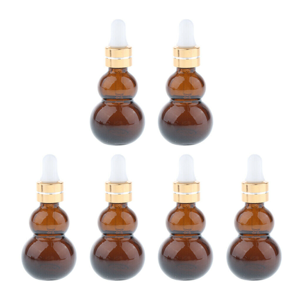 12Pcs Gourd Shaped Amber Glass Bottles for Essential Oil w/Glass Eye Dropper