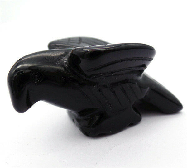 50x30x26mm Black Obsidian Carved Eagle Decoration Statue Stone Home Decor HH8077